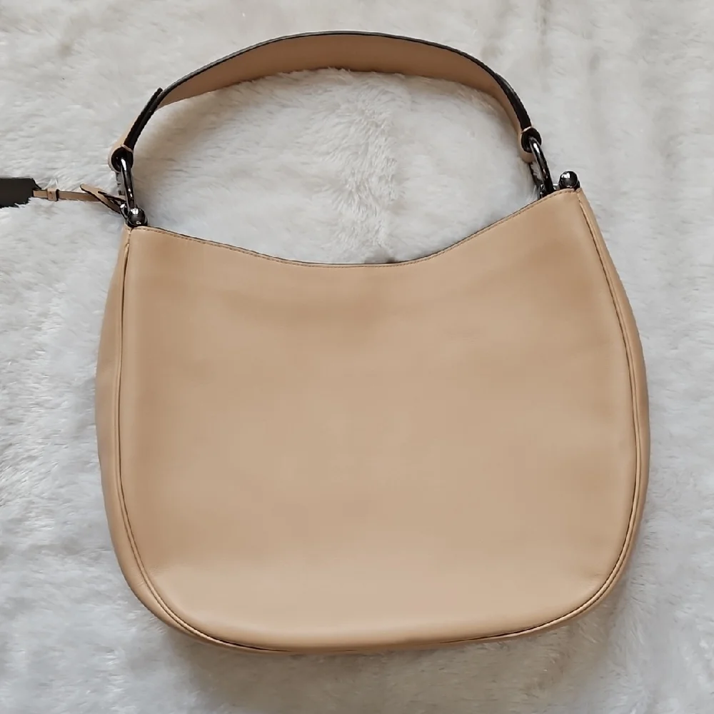 Coach Smooth Pebble Leather Shoulder Bag in Beige